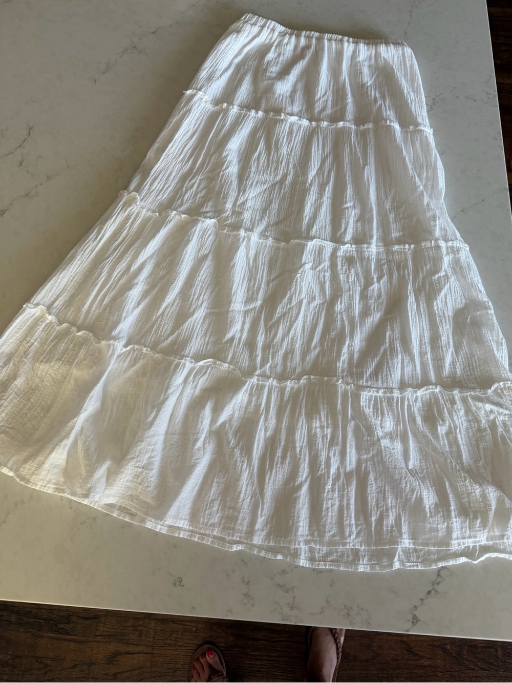 EUC Edikted White Tiered Maxi Skirt